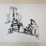 André Duculty (1912-1990) India ink on paper "The return of sinners" Monogrammed at the bottom