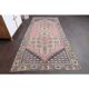 Vintage Turkish Oushak handmade wool cotton pink runner rug 117x254
