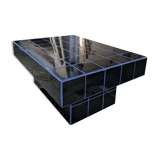 Table basse carrelage noir et joint bleu nuit
