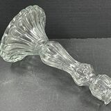 Bougeoir ancien en verre moulé tendance 22,5 cm