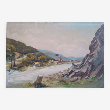 Tableau edouard leverd (1881-1950) huile sur panneau - 32 x 47 cm - collet villefort