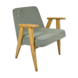 Vintage original armchair model 366, J.Chierowski, Poland, 1960s, green fabric