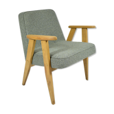 Fauteuil original vintage 366 J.Chierowski Pologne années 1960, tissu vert