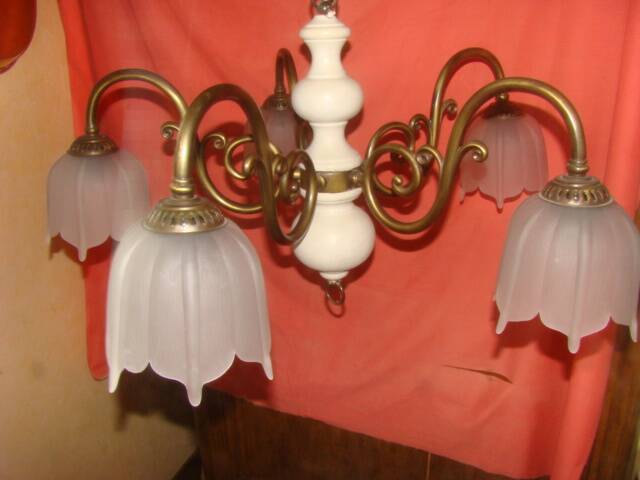 five-armed light chandelier from the 70s/80s era
