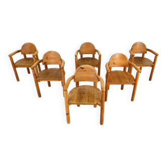 Chaises à manger en bois de pin Rainer Daumiller pour Hirtshals Savvaerk lot de 6, années 1980