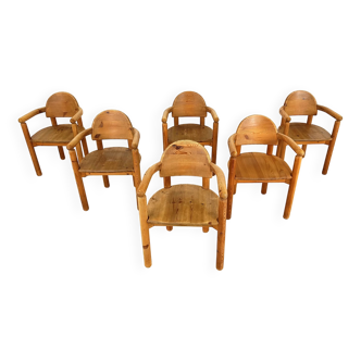 Rainer Daumiller pine wood dining chairs for Hirtshals Savvaerk set of 6, 1980s