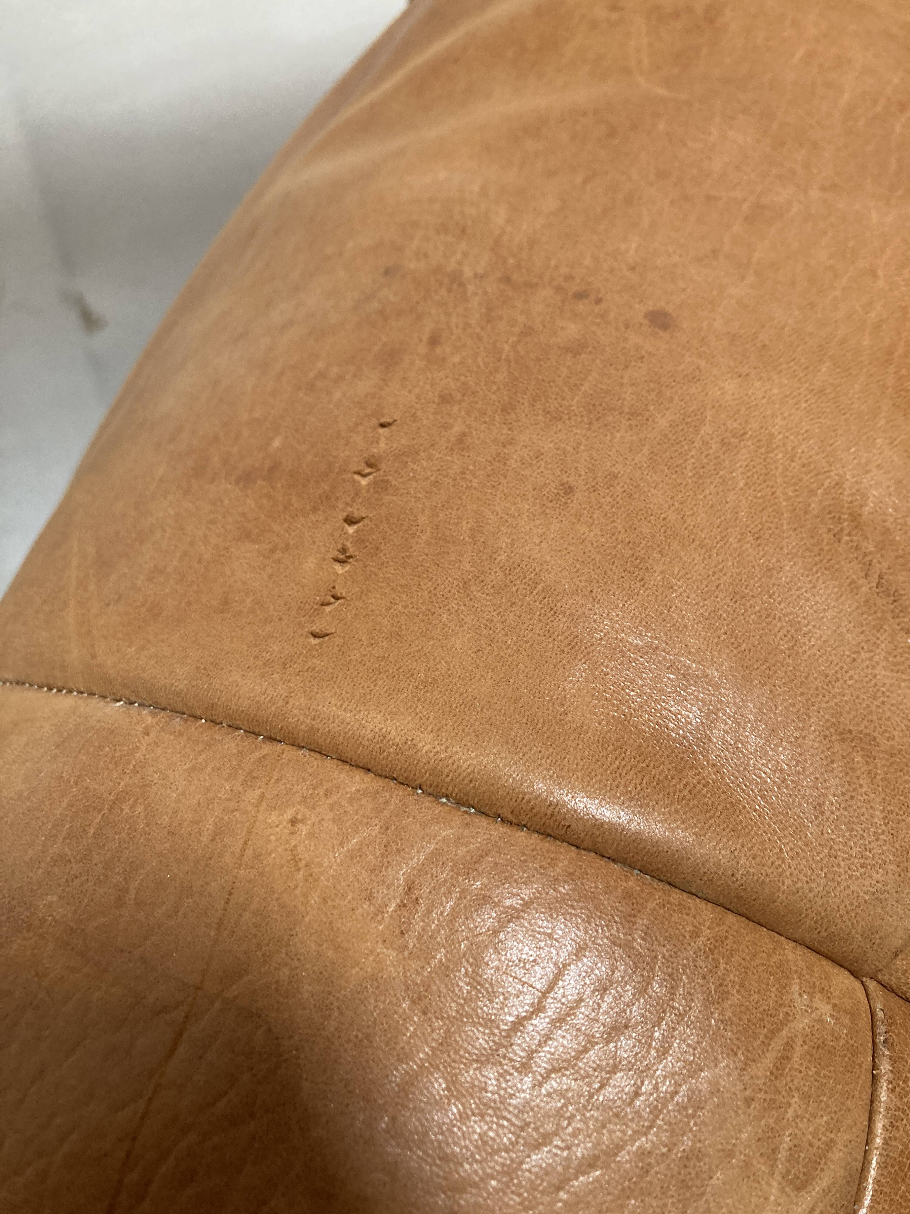 Light leather pouf sofa by Raphael Raffel for Honoré Paris