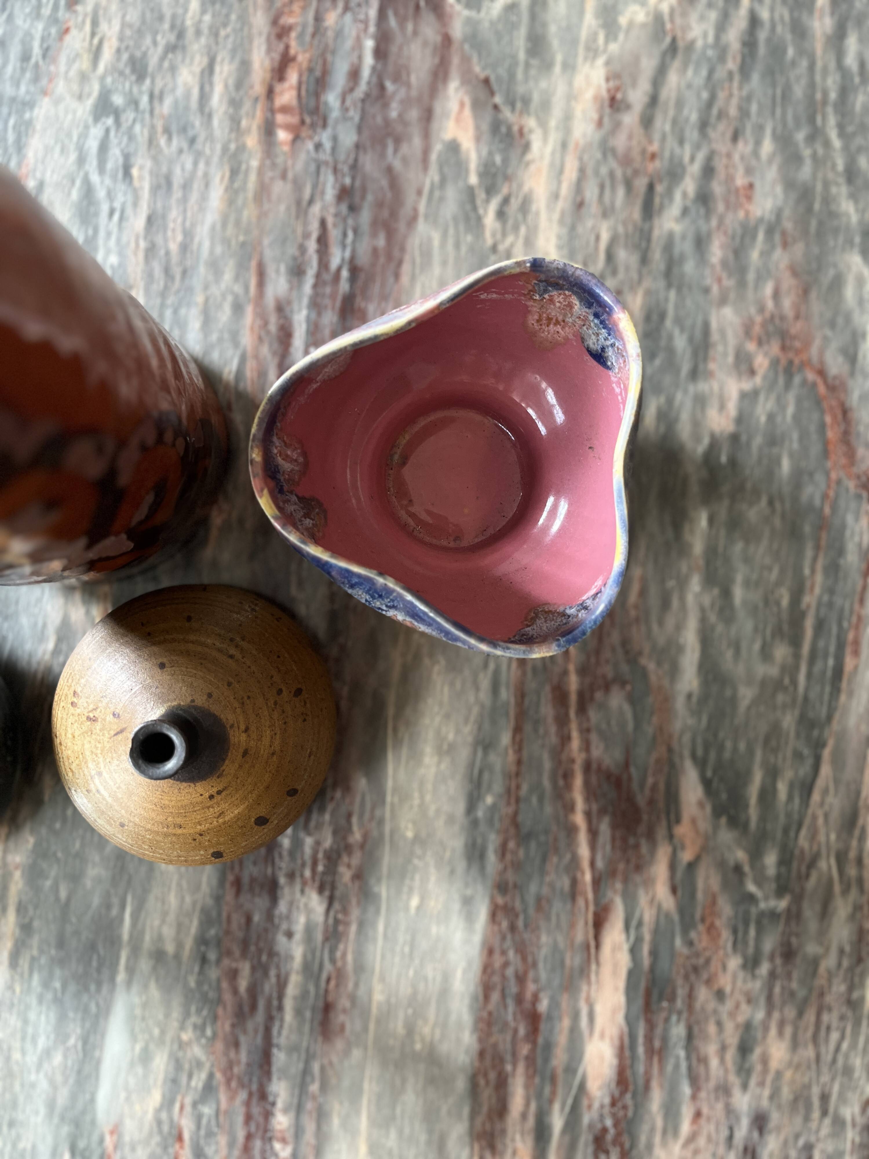 Arts cerams Grand feu enameled ceramic bowl, Saint Armand 1960