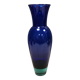 Holmegaard Harlequin Glass vase in blue with thick green base. Designed by Anja Kjær in 1994.