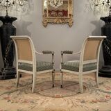 Pair of armchairs in lacquered wood from the directoire period circa 1795