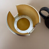 Vintage Modernist Set Of 6 Glass Coffee/Tea Cups With Ceramic Teapot