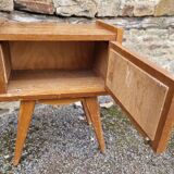 60s rattan bed and bedside set