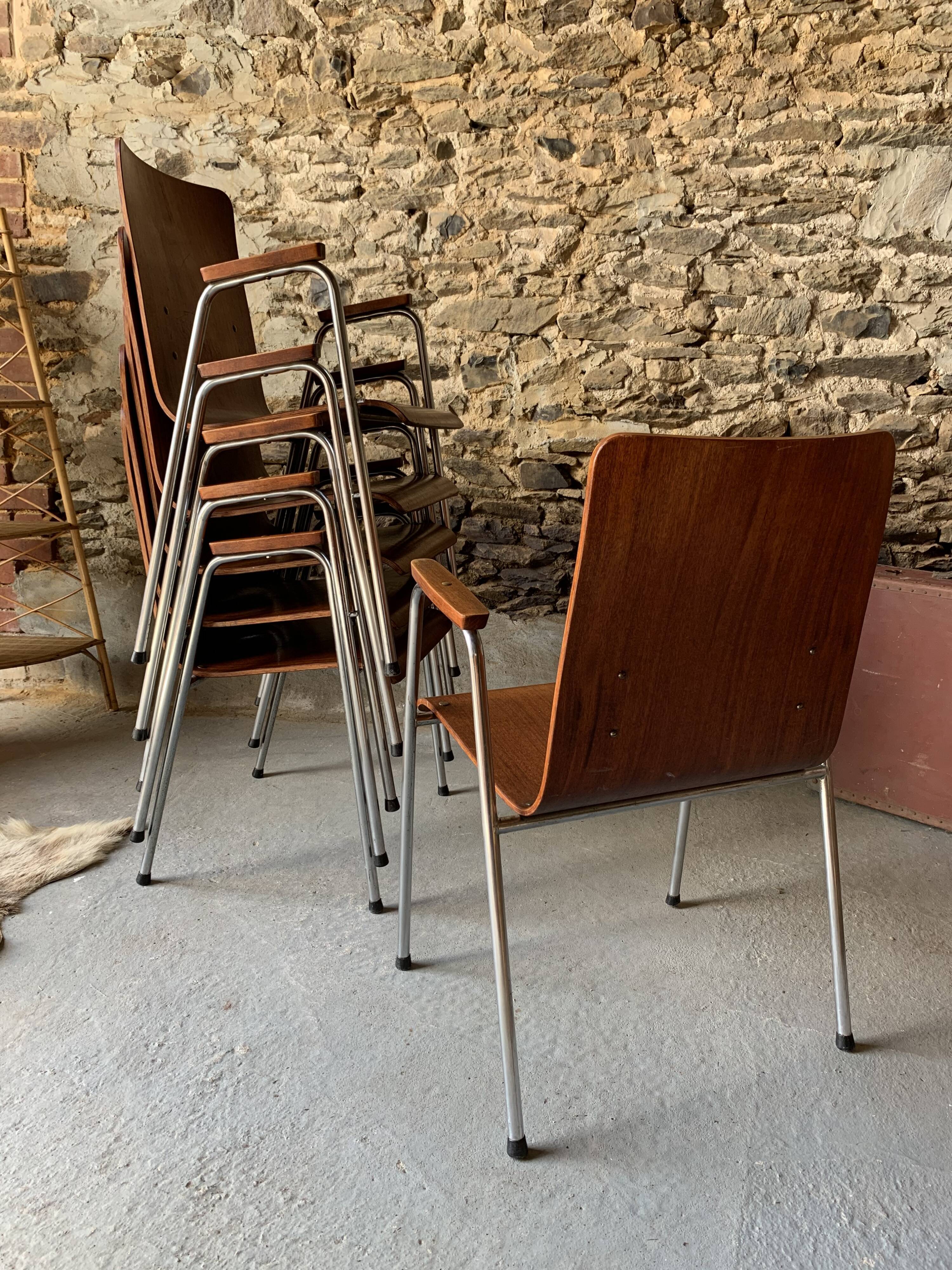 Set of 6 armchairs - Wood & metal -