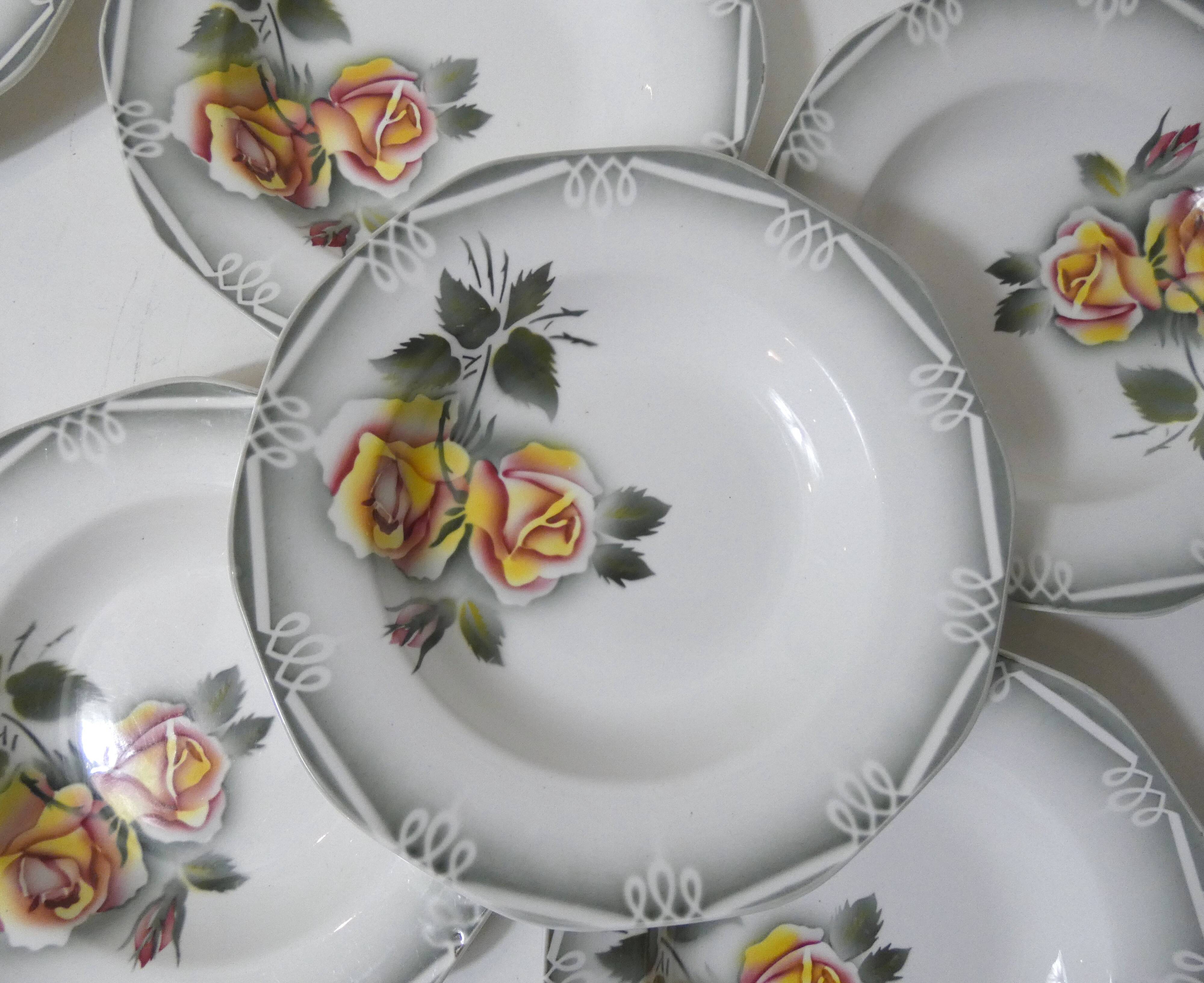 Digoin sarreguemines 7 deep plates odile