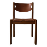 Chaise en bois d'orme et cuir camel Maison Regain, design France