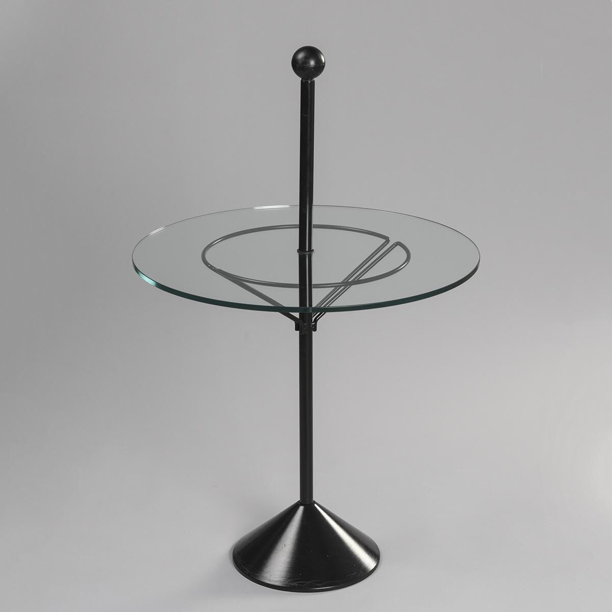 Side table in steel and glass, circa 1980
