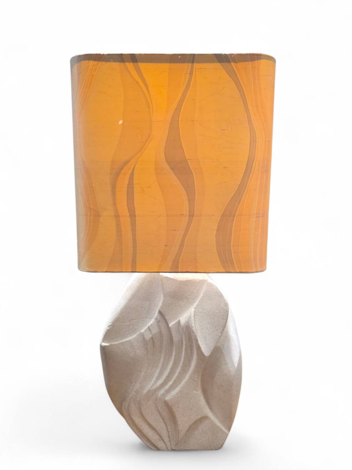 Rare lampe en pierre de calcaire Maison Brusson circa 1990