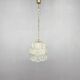 1970s Brass & Pressed Glass Chandelier, Czechoslovakia