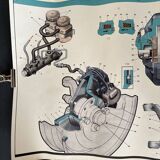 Fiat 124 Lada URSS Dessin technique Poster