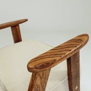 Vintage Lounge Chair Oak Wood and Bouclè Fabric Scandinavian Design