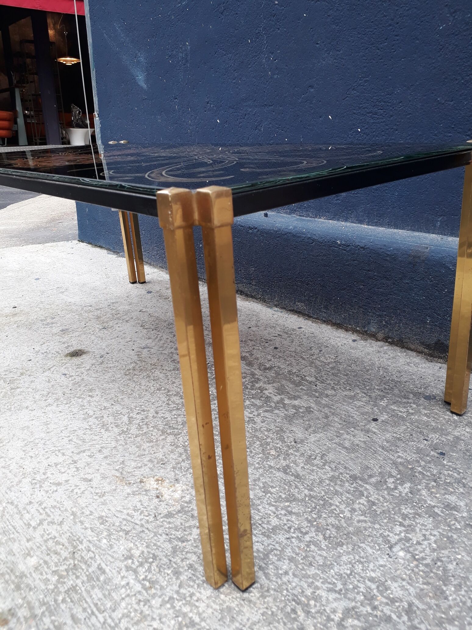 Lasco glass and brass coffee table