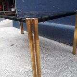 Table basse verre et laiton signée Lasco