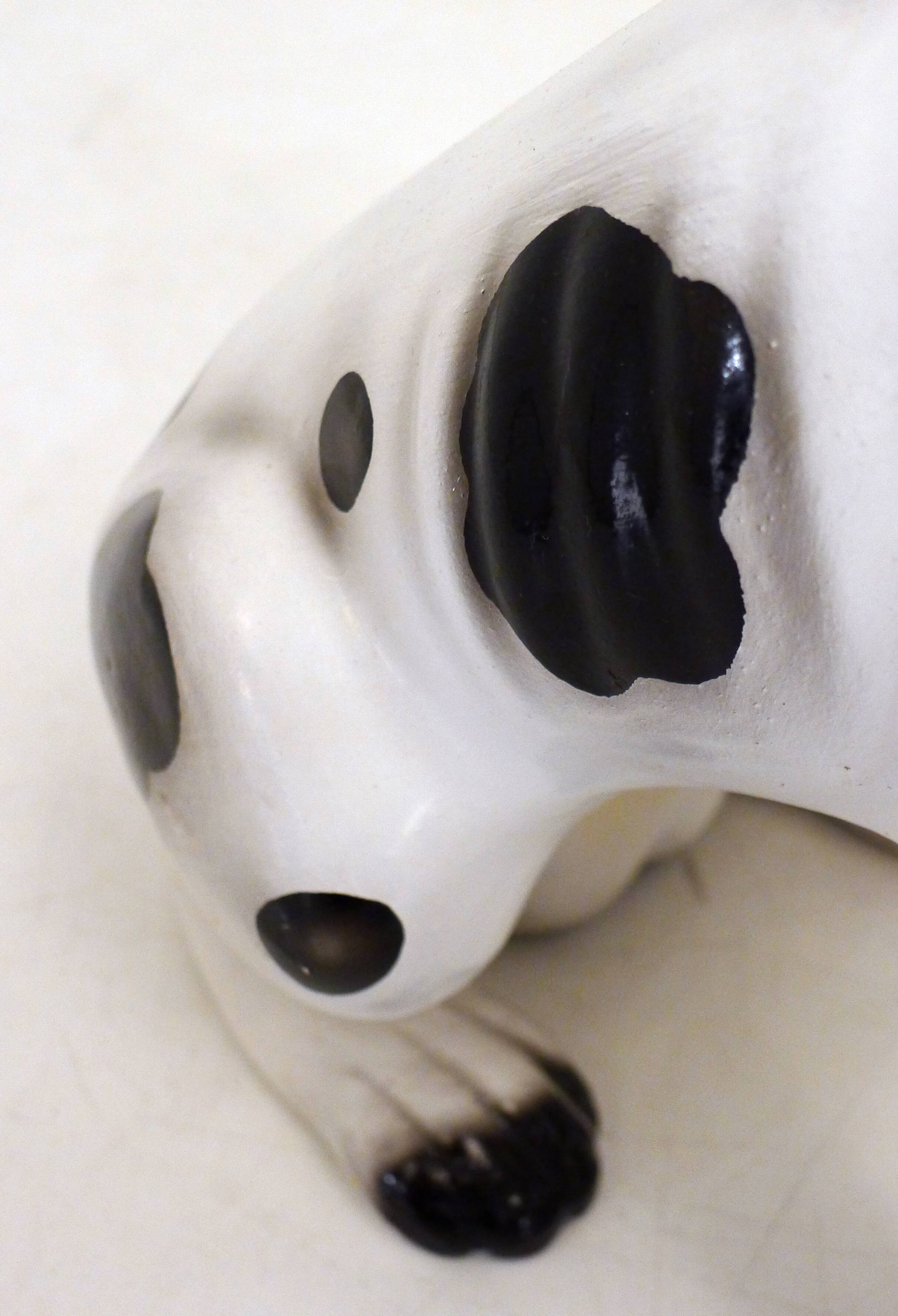 Large black and white ceramic dog (H 46 cm)
