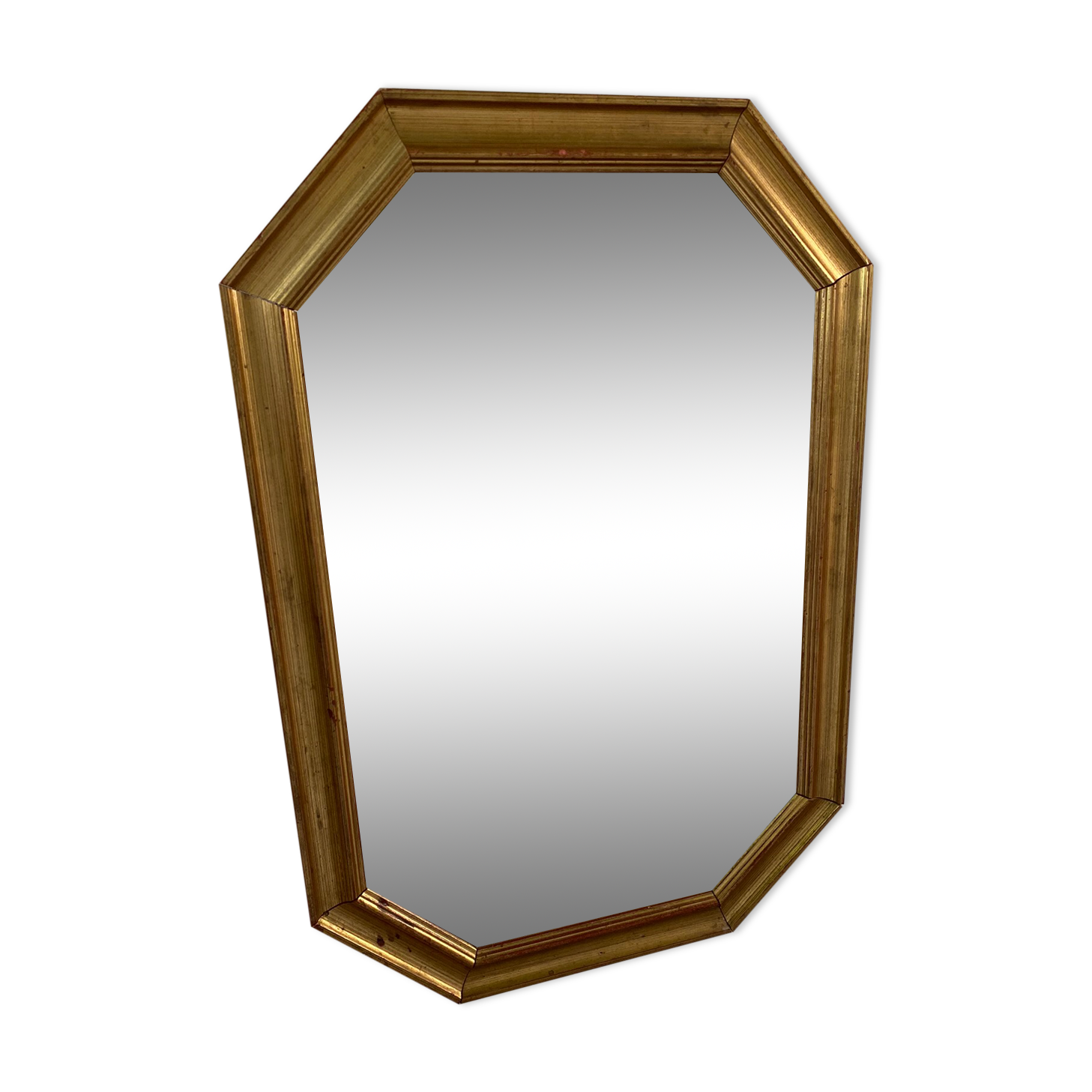 Octagonal Wall Mirror with Vintage Molded Gilded Wood Frame