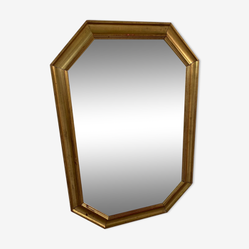 Octagonal Wall Mirror with Vintage Molded Gilded Wood Frame
