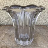 Vintage 1970s Crystal Molded Flower Vase