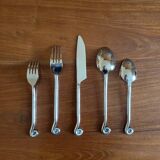 5 stainless steel cutlery sets with spiral handles