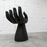 Tabouret, chaise en forme de main, noir et en bois sculpté