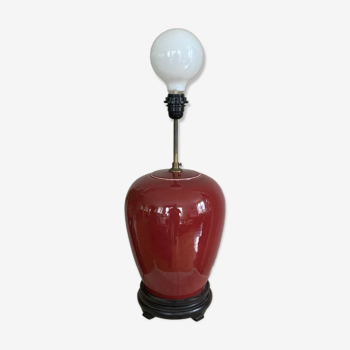 Lampe en porcelaine couleur sang de bœuf époque XXème