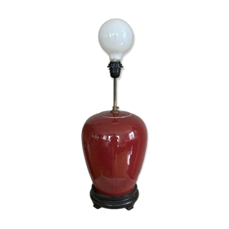 20th century oxblood colored porcelain lamp