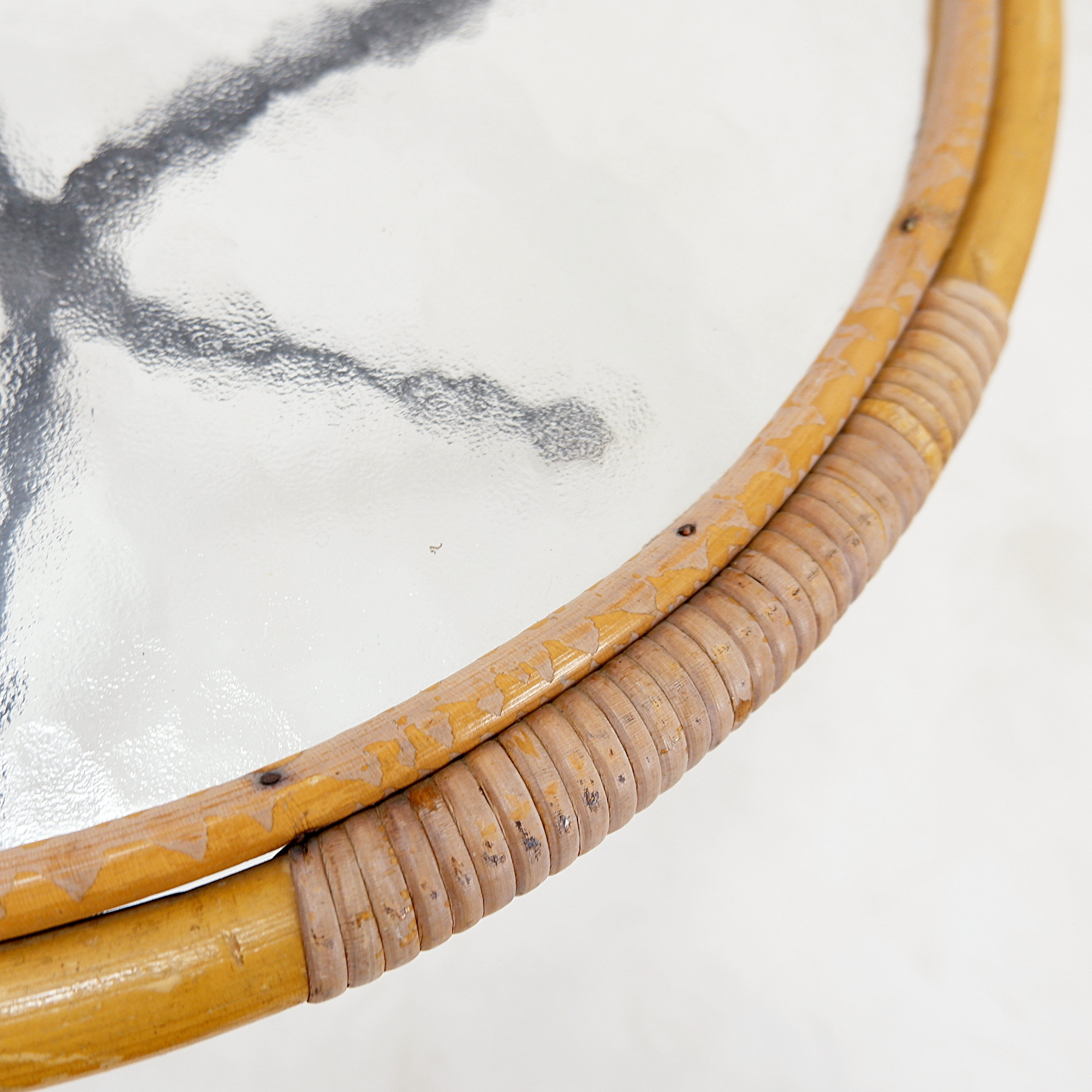 Mid-century bamboo, metal, and glass side table - Netherlands 1960s