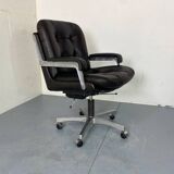 Mid-Century Italian Modernist Leather and Steel Adjustable Desk Chair, 1950s