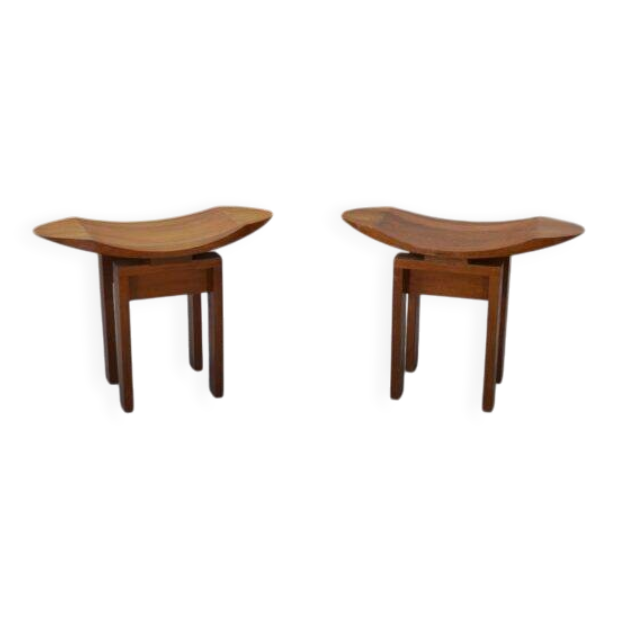 Pair of Japanese stools in teak