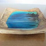 Vallauris dove pottery pocket in sandstone and blue ceramic 50s 60s