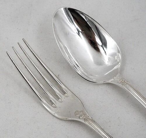 Christofle Marly, 12 dessert cutlery sets, 24 pieces silver-plated metal, 17 cm