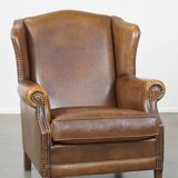 English style sheepskin wing chair