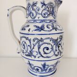 Blue and white pitcher