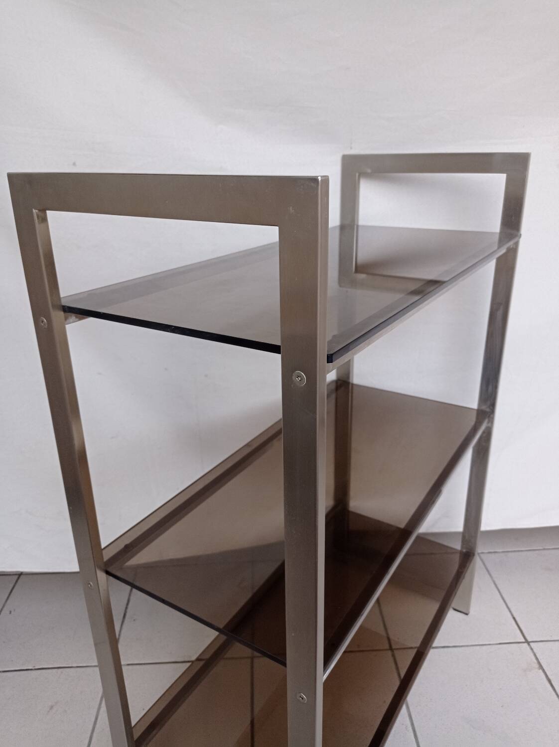 Metal and smoked glass shelf