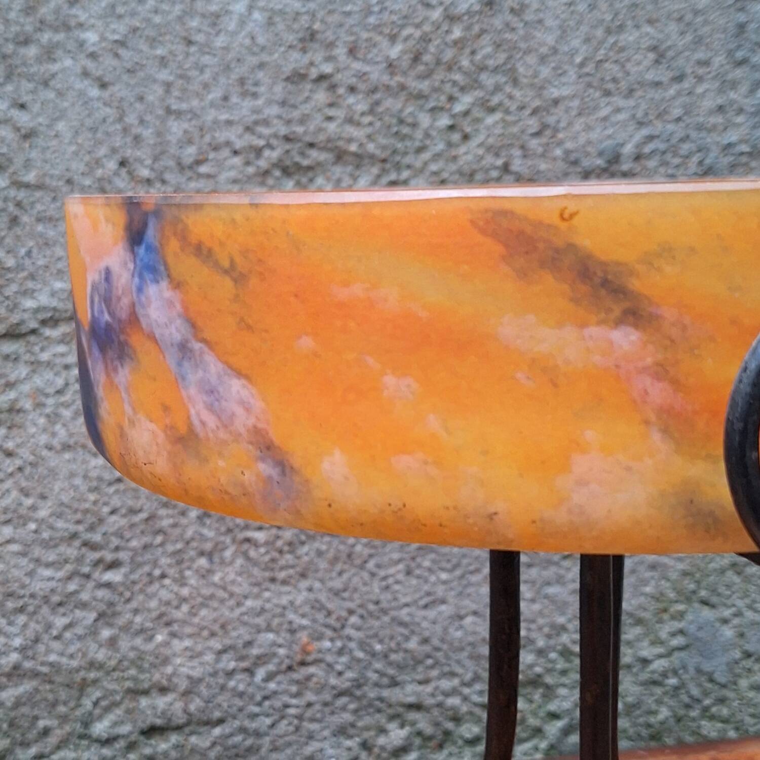 Glass and wrought iron fruit bowl