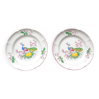 2 Old St Clément Plates: Peacock