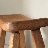 Vintage solid elm stool from the 70s