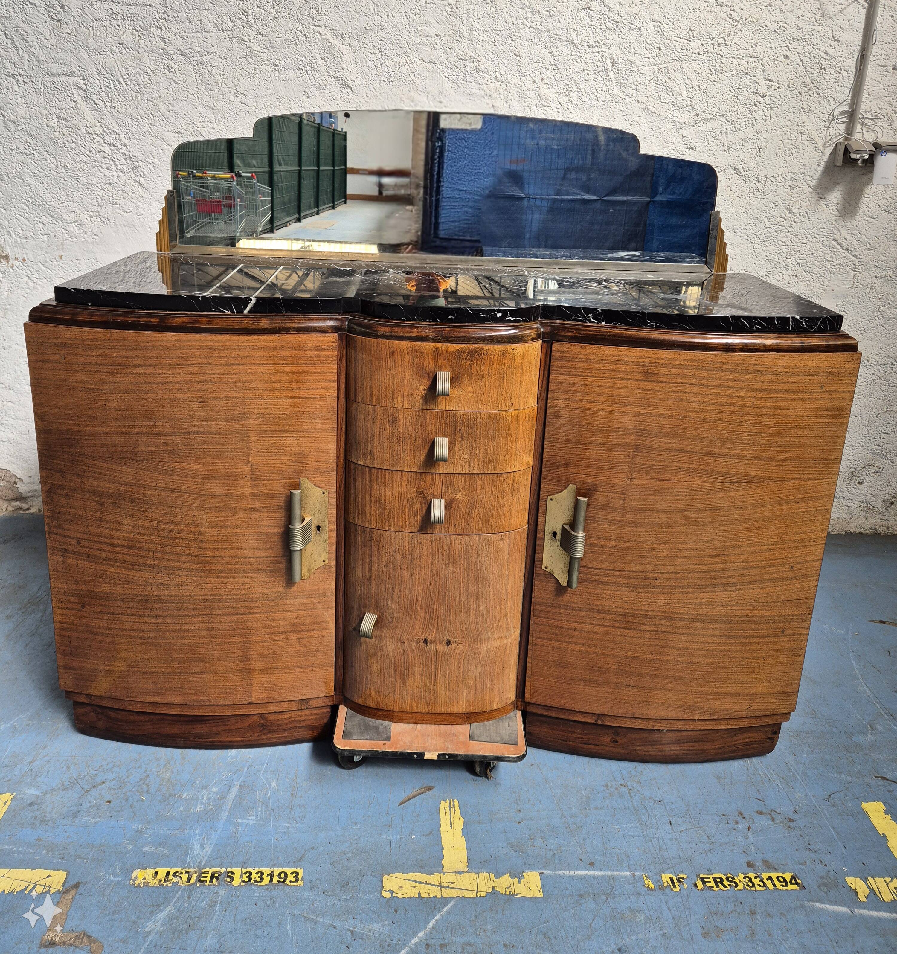 Marble top sideboard with mirror
