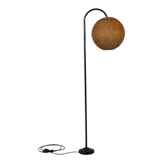 Rattan ball floor lamp 1970
