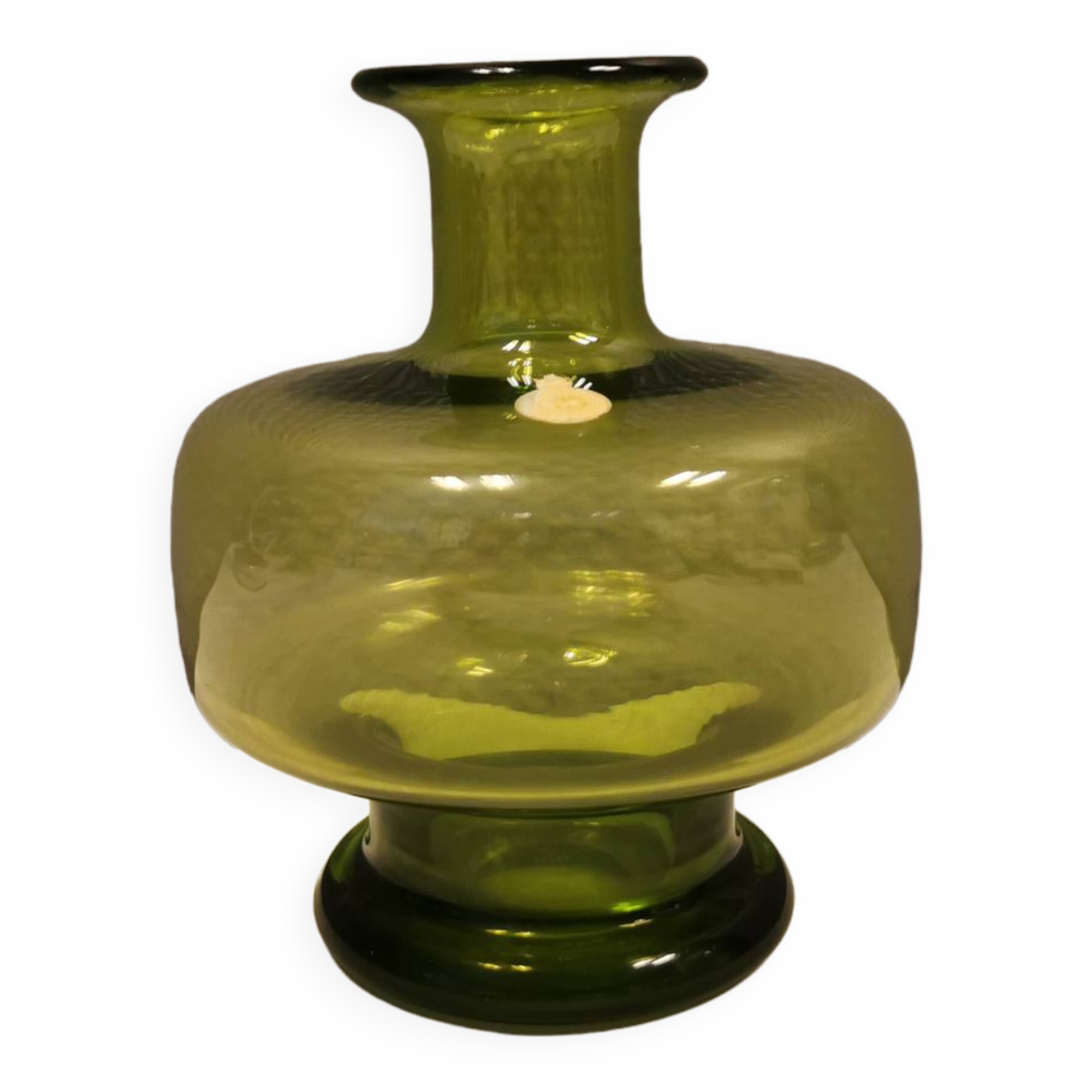 May green glass vase designed by Per Lütken for Holmegaard glassworks Denmark in 1955.