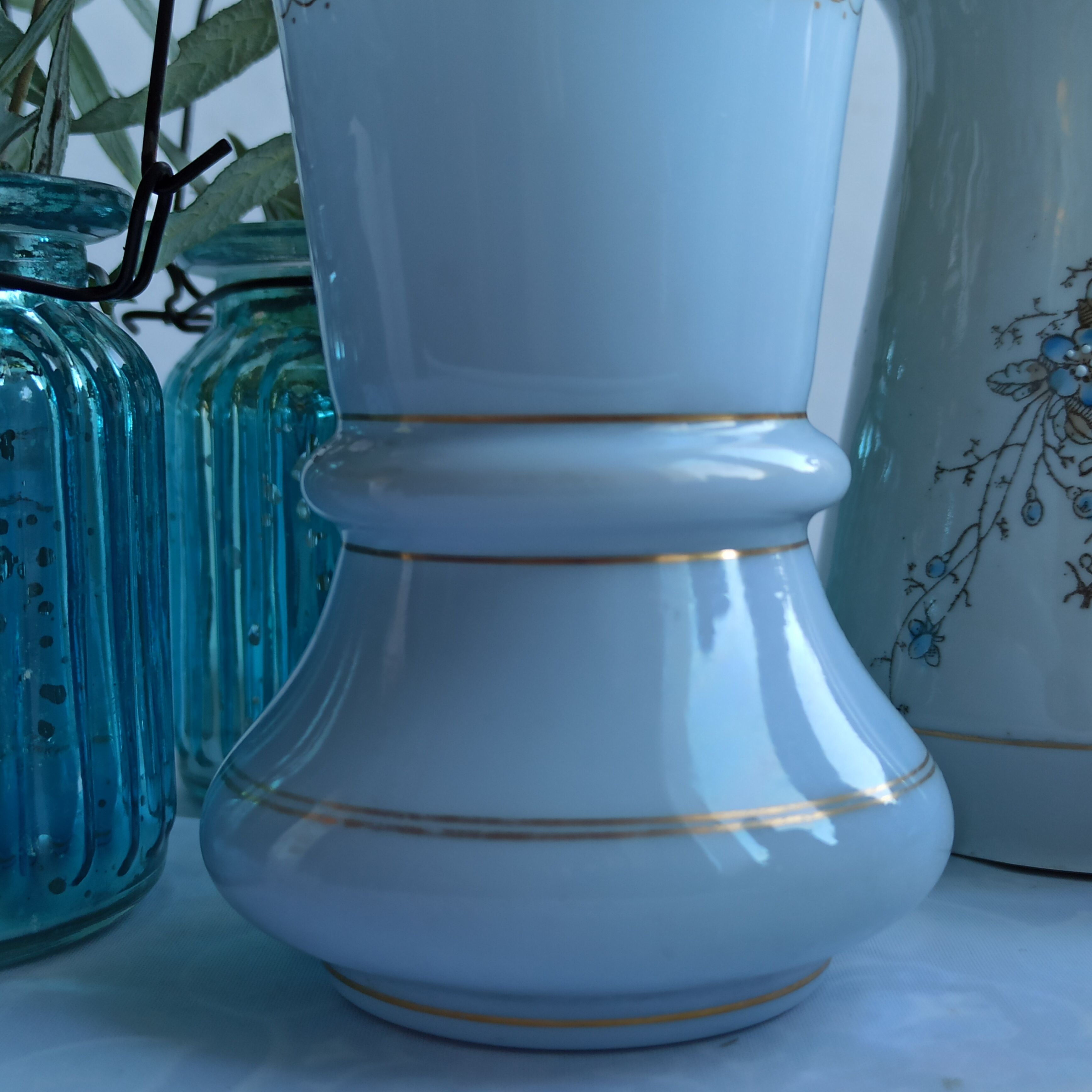 19th century blue opaline vase 15 cm
