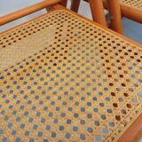 Set of 4 vintage folding chairs from Habitat made of beech wood and caning.